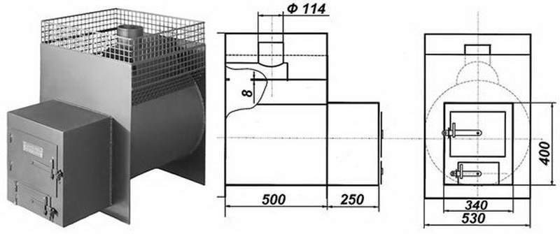 Габариты железной печи